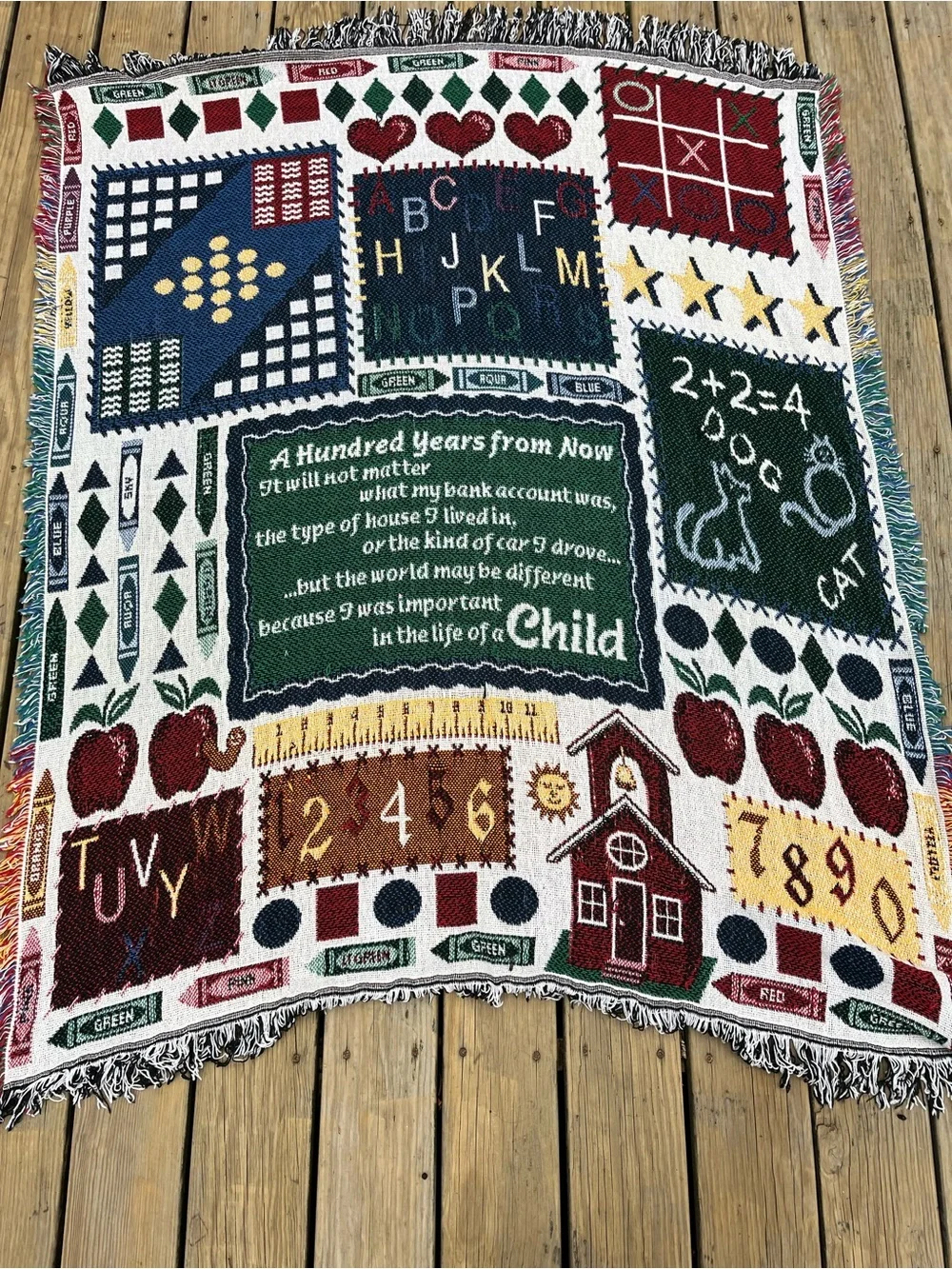 School 100 year Childhood Storywoven Educational Throw Blanket - Multicolor